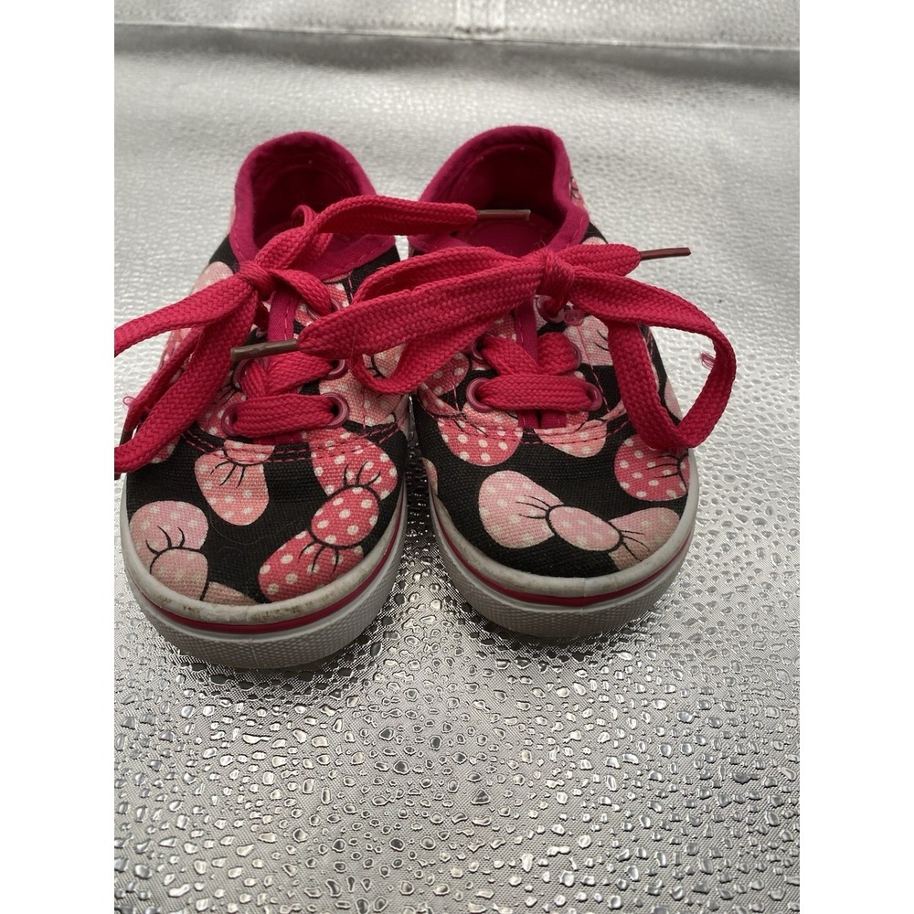 Rockland Girls Pink Black Bow Polka Dot Lace-Up Flat Sneakers